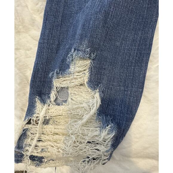 HARPER Overalls Womens MEDIUM Denim Bibs Stretch Distressed Medium Wash - Picture 13 of 16
